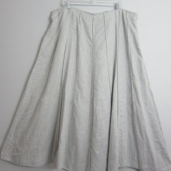 J Jill Womens Plus 22 Gray Silver Linen Metallic Panel Midi Flare Skirt Classic - Picture 12 of 13